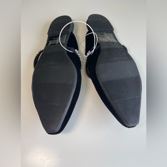 New A New Day Black Velvet Rhinestone Holiday NYE Party Dress Shoes Flats 7 - Picture 3 of 5